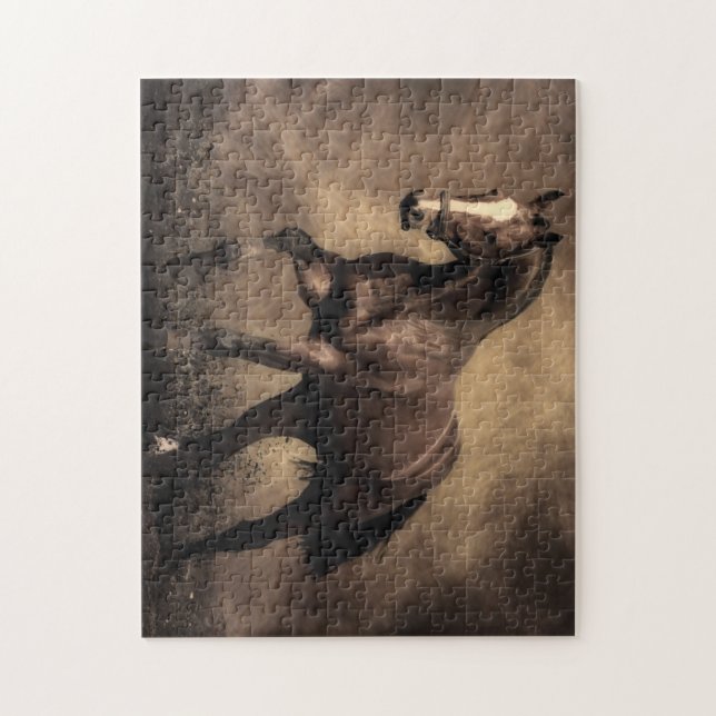 Vacker brun häst dekorativ kudde pussel (Vertikal)