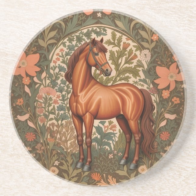 Vacker brun häst inspirerad av William Morris Underlägg (Framsidan)