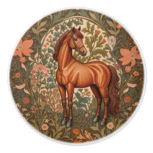 Vacker Brun Häst William Morris Inspirerad Knopp