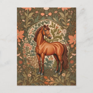 Vacker Brun Häst William Morris Inspirerad Vykort