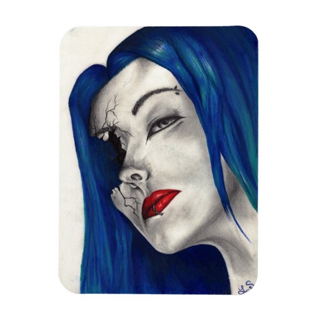 Vacker Bruten Gothkvinna Fantasy Original Konst Magnet (Vertikal)