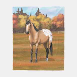 Vacker Buckskin Appaloosa Quarter Horse Fleecefilt