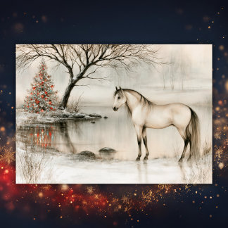Vacker Buckskin-häst Vinterjul Helgkort