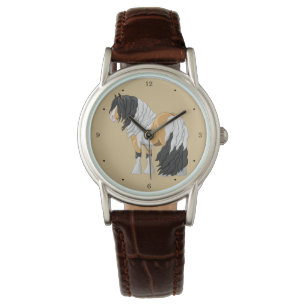 Vacker Buckskin Pinto Gypsy Vanner Draft Horse Armbandsur