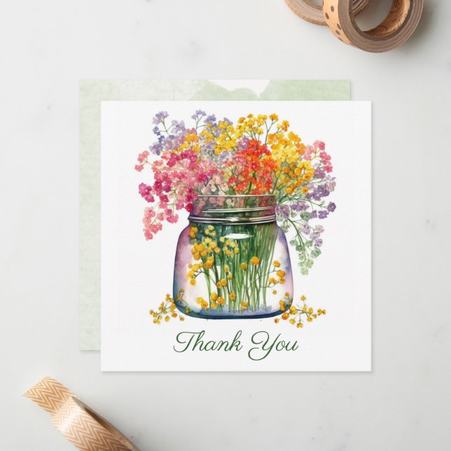 Vacker bukett blommor anteckningskort (Fram/Back In Situ)