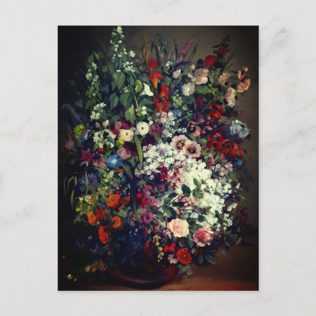 Vacker bukett blommor i en vas vykort (Framsida)