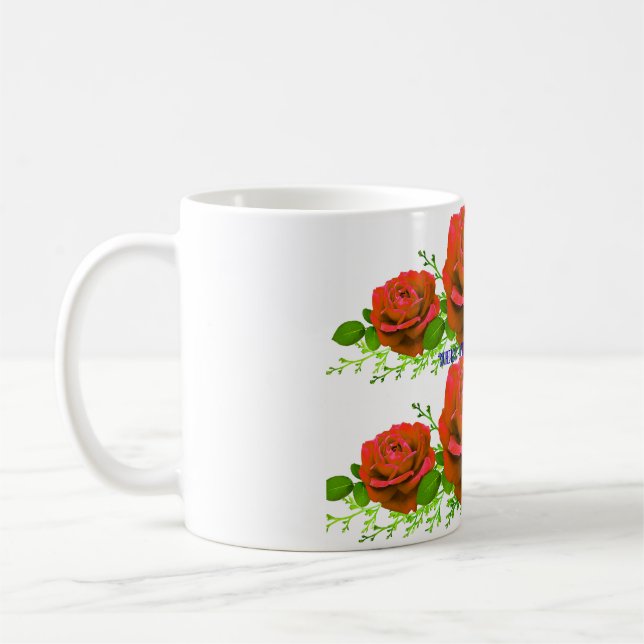 Vacker bukett med röda rosor Fotografi | Romantisk Kaffemugg (Vänster)
