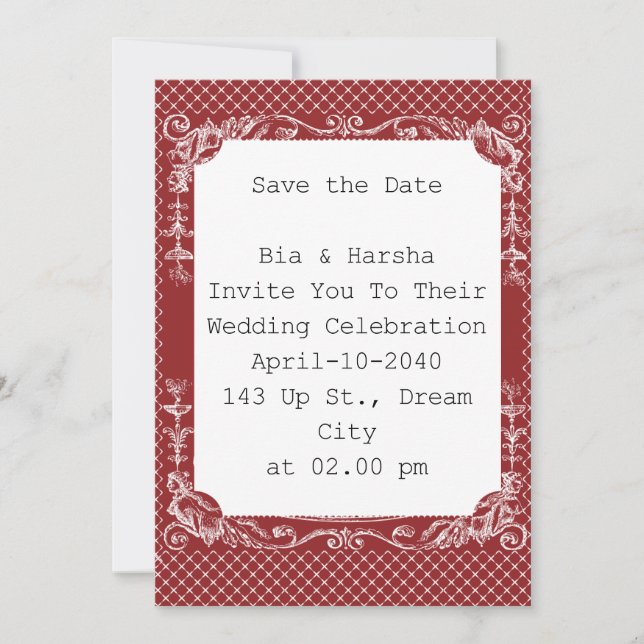 Vacker Burgundi-kort Inbjudningar (Framsida)