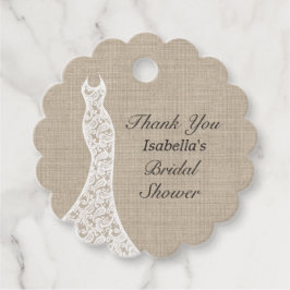 Vacker burlap bröllopsdusch tackkort gåvor etiketter