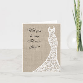 Vacker Burlap Kommer du att bli mitt Flower Girl C Inbjudan