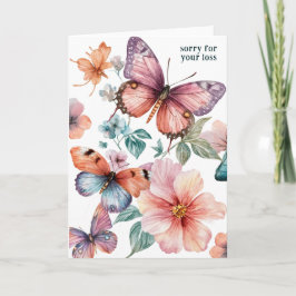 Vacker Butterflies and Flowers SORRY FOR LOSS Kort