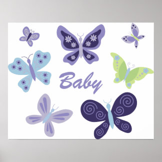 Vacker Butterflies Nursery Poster