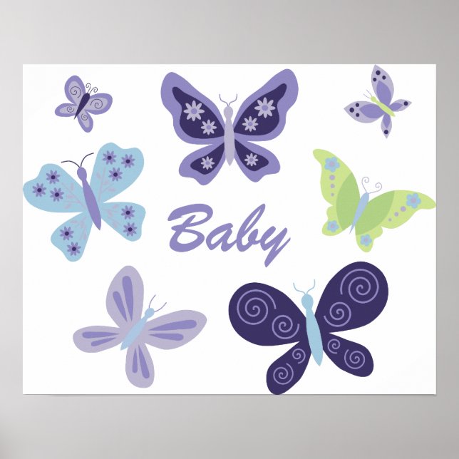 Vacker Butterflies Nursery Poster (Framsidan)