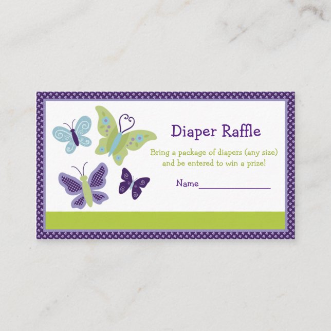 Vacker Butterfly Diaper Raffle Biljett Tilläggskort (Framsida)