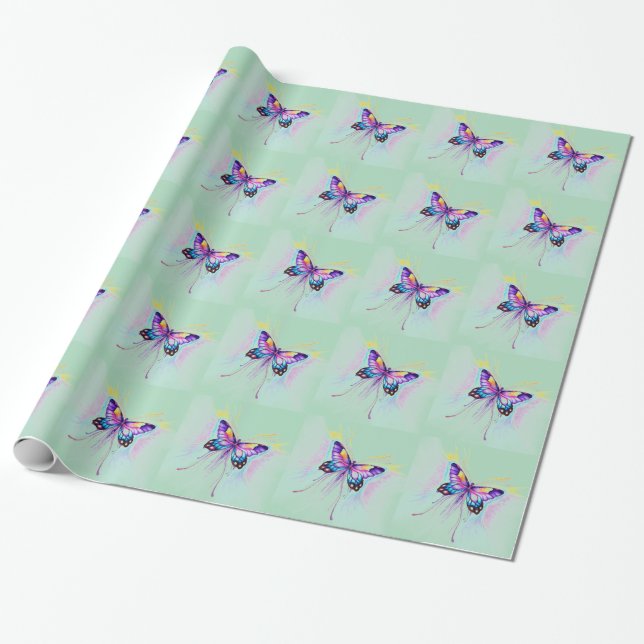 Vacker Butterfly Presentpapper (Utrullad)