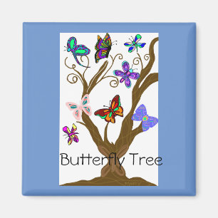 Vacker Butterfly Träd Magnet