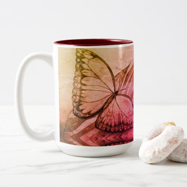 Vacker Butterfly Två-Tonad Mugg (Med munk)