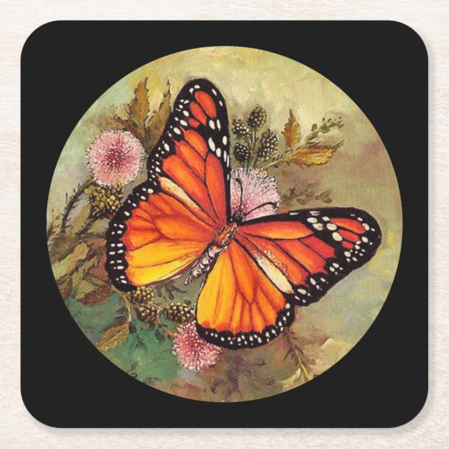 Vacker Butterfly Underlägg Papper Kvadrat (Framsidan)