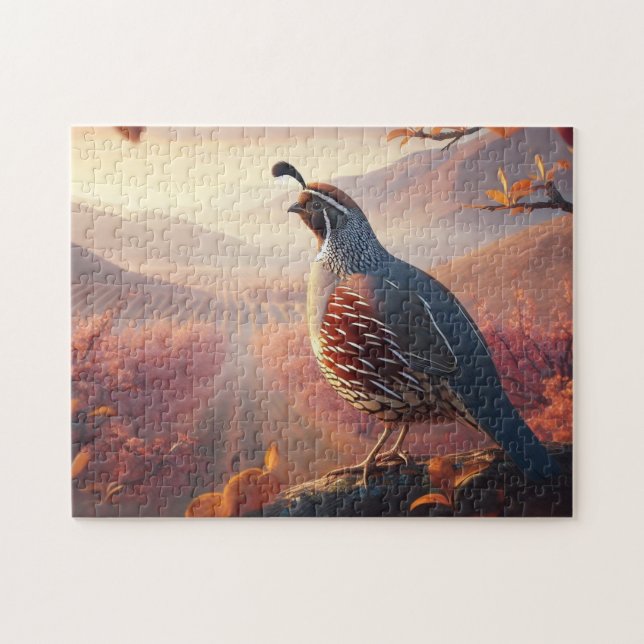 Vacker California Quail Bird Wildlife Nature Pussel (Horisontell)