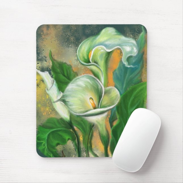 Vacker Calla Lily Flower Painting Mouse Pad Musmatta (Med mus)