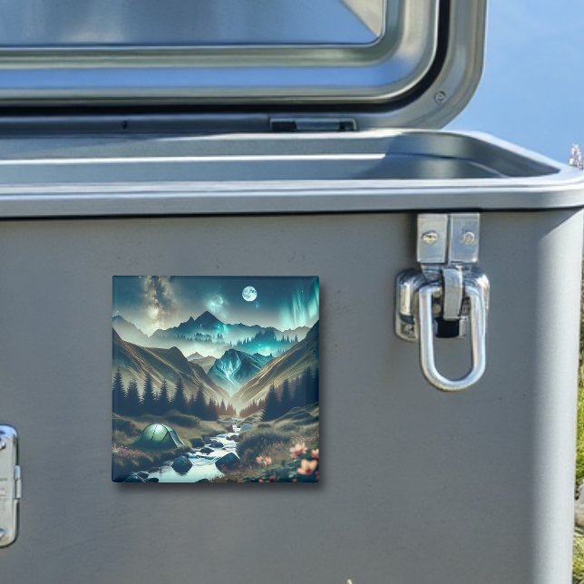 Vacker campingscen med berg och Tält Magnet (Skapare uppladdad)