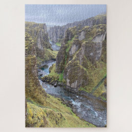 Vacker Canyon i Island; Fjaðrárgljúfur Pussel