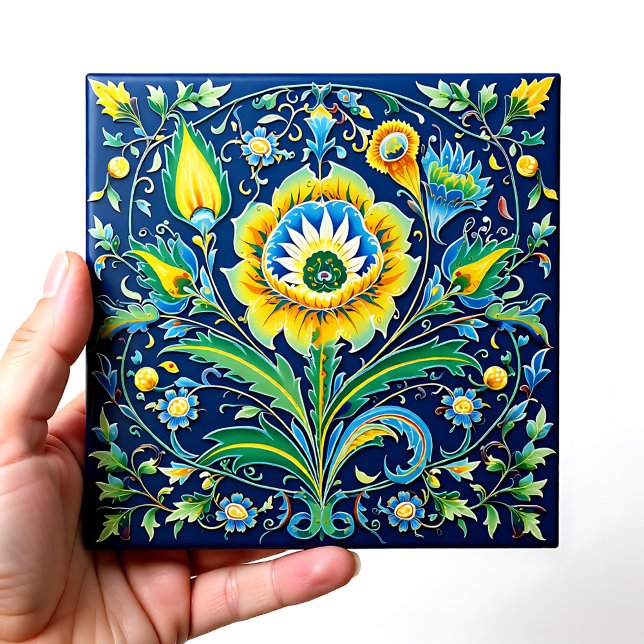 💙 Vacker Celestial Harmony Iznik Kakelplatta (Beautiful Celestial Harmony Iznik Ceramic Tile)