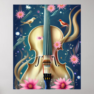 Vacker Cello Violin eller Bass i en fin miljö Poster