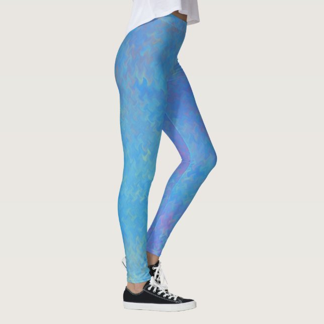 Vacker ceruleanblå marmoreringseffekt leggings (Höger)
