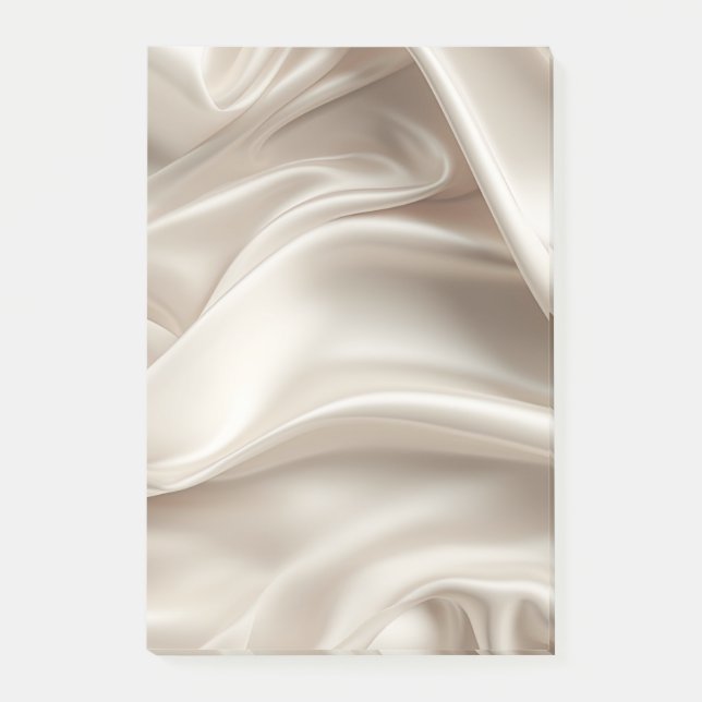 Vacker Champagne Guld Romantisk Falsk Satin Bröllo Post-it Block (Framsida)