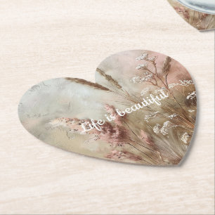 Vacker Chic Beige Rosa Boho Blommig Underlägg Papper