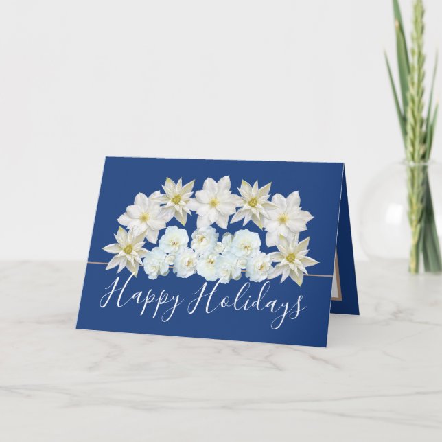 Vacker Chic Blommig Bukett Vit Blomma Högtid Kort (Framsida)