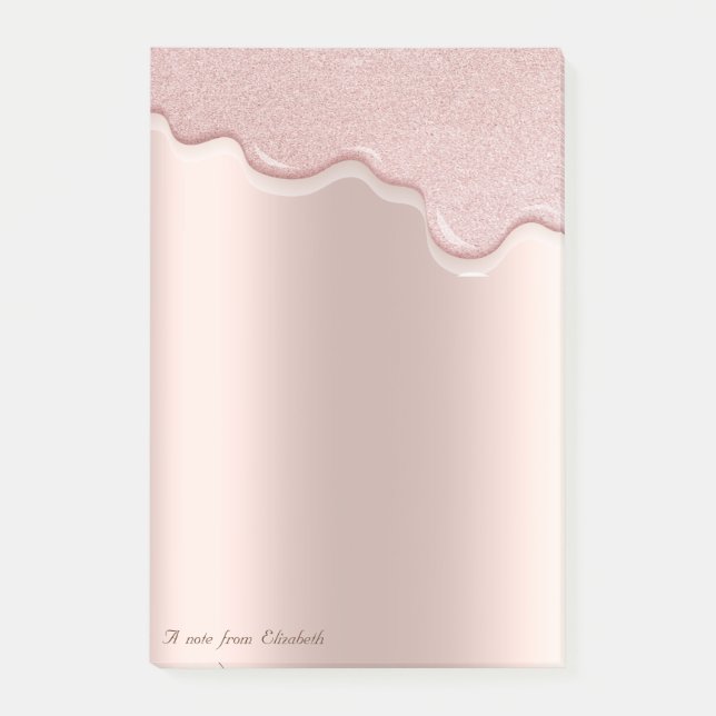 Vacker Chic Elegant Roséguld Glitterdroppar Post-it Block (Framsida)