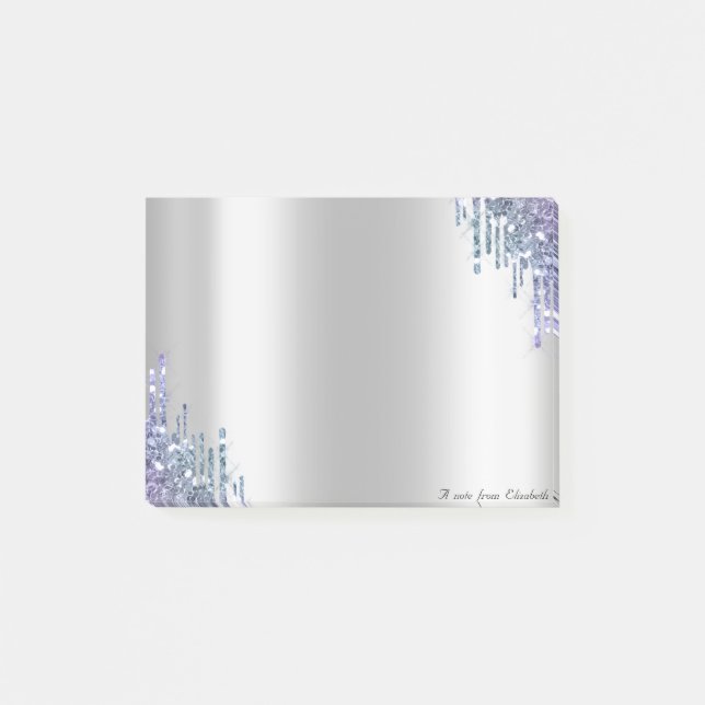 Vacker Chic Elegant Violett Glitterdroppar Post-it Block (Framsida)