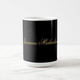 Vacker Chic Kalligrafi Namn Svart & Guld Kaffemugg