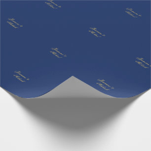 Vacker Chic Kalligrafi Par Namn Blå & Guld Presentpapper