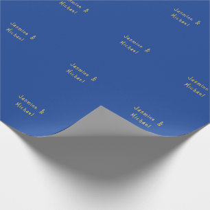 Vacker Chic Kalligrafi Par Namn Blå & Guld Presentpapper
