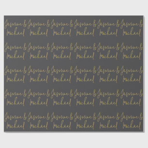 Vacker Chic Kalligrafi Par Namn Grå & Guld Presentpapper