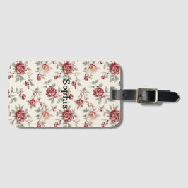 Vacker Chic Röd Kräm Blommig Bagagebricka