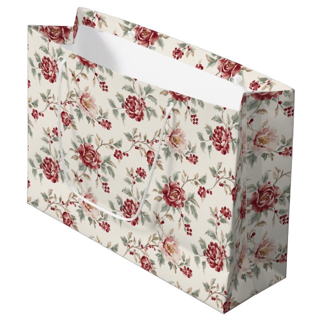 Vacker Chic Röd Kräm Blommig Födelsedag  (Framsidan Vinklad)