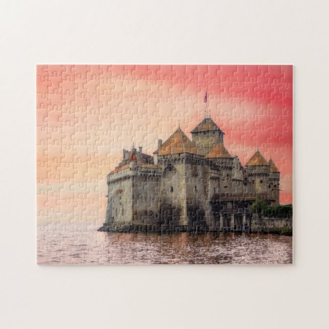 Vacker Chillon Castle Puzzle Pussel (Horisontell)