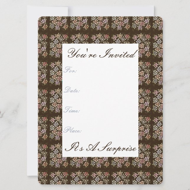 Vacker chokladblommig pappersinbjudan inbjudningar (Framsida)