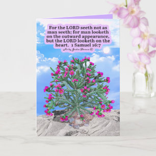 Vacker Cholla-kaktus Skriftställe 1 Samuel 16:7 Kort