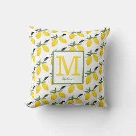 Vacker citrongul monogram kudde