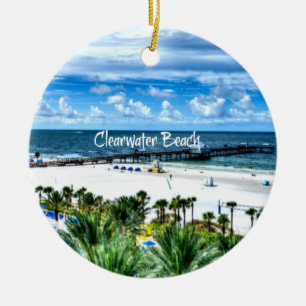 Vacker Clearwater Beach, Florida Julgransprydnad Keramik