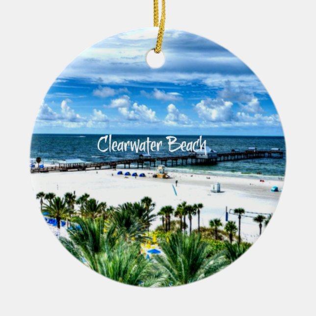 Vacker Clearwater Beach, Florida Julgransprydnad Keramik (Framsidan)