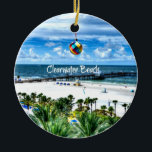 Vacker Clearwater Beach, Florida Julgransprydnad Keramik<br><div class="desc">Clearwater Beach,  Florida..sol,  semester,  roligt,  handflatan träd och sandstrand</div>