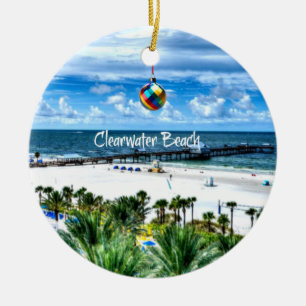 Vacker Clearwater Beach, Florida Julgransprydnad Keramik