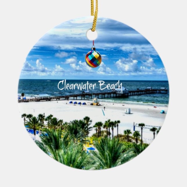 Vacker Clearwater Beach, Florida Julgransprydnad Keramik (Framsidan)