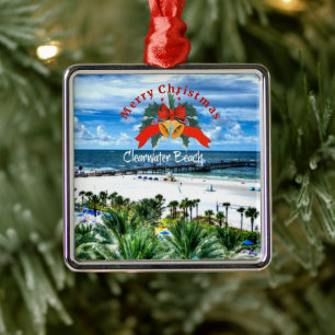 Vacker Clearwater Beach, Florida Julgransprydnad Metall